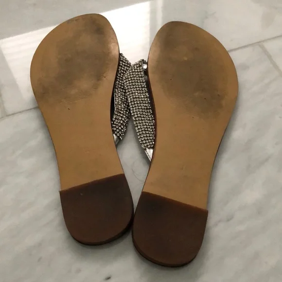 Steve Madden Silver Tan Rhinestone Sandals - Picture 9 of 9